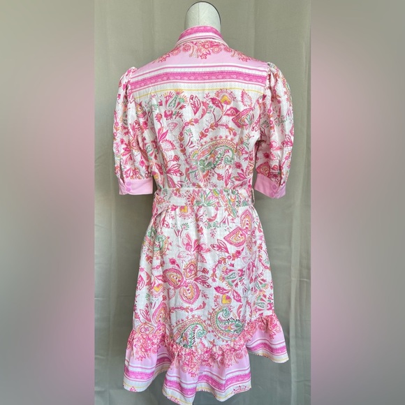 Ms.BLING Bright Pattern Button down Pink Dress - Picture 5 of 6